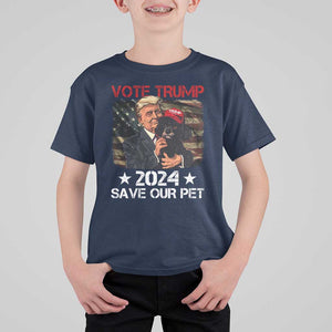 Vote Trump 2024 T Shirt For Kid Save Our Pet Dog Vintage American Flag TS11 Navy Print Your Wear