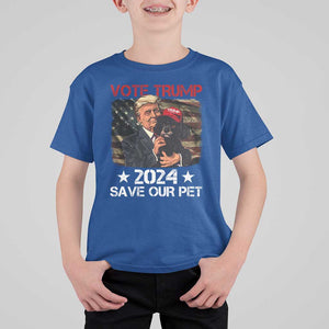 Vote Trump 2024 T Shirt For Kid Save Our Pet Dog Vintage American Flag TS11 Royal Blue Print Your Wear