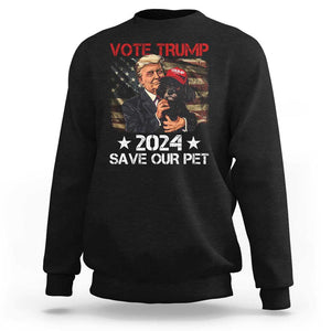 Vote Trump 2024 Sweatshirt Save Our Pet Dog Vintage American Flag TS11 Black Print Your Wear