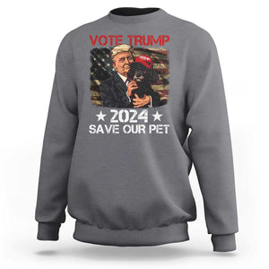 Vote Trump 2024 Sweatshirt Save Our Pet Dog Vintage American Flag TS11 Charcoal Print Your Wear