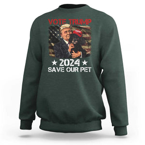 Vote Trump 2024 Sweatshirt Save Our Pet Dog Vintage American Flag TS11 Dark Forest Green Print Your Wear