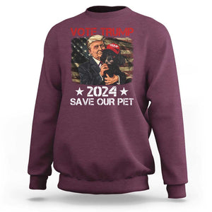 Vote Trump 2024 Sweatshirt Save Our Pet Dog Vintage American Flag TS11 Maroon Print Your Wear