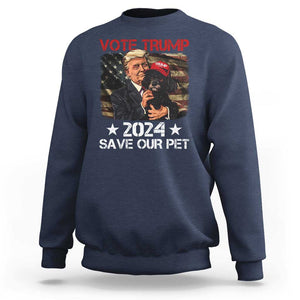 Vote Trump 2024 Sweatshirt Save Our Pet Dog Vintage American Flag TS11 Navy Print Your Wear