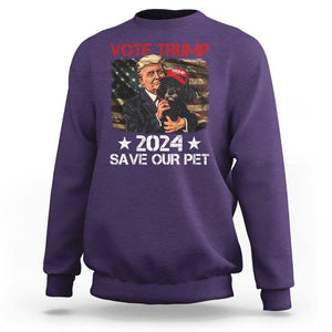 Vote Trump 2024 Sweatshirt Save Our Pet Dog Vintage American Flag TS11 Purple Print Your Wear