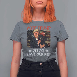 Vote Trump 2024 T Shirt For Women Save Our Pet Dog Vintage American Flag TS11 Charcoal Print Your Wear