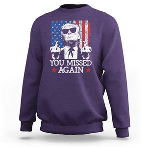 Funny Trump Sweatshirt You Missed Again 0 2 American Flag Stripes Star TS11 Purple Print Your Wear