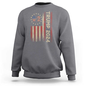 Trump 2024 Sweatshirt 0 2 Vintage American Flag Star Fight Fight Fight Never Surrender TS11 Charcoal Print Your Wear