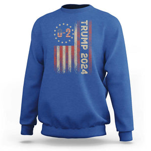 Trump 2024 Sweatshirt 0 2 Vintage American Flag Star Fight Fight Fight Never Surrender TS11 Royal Blue Print Your Wear