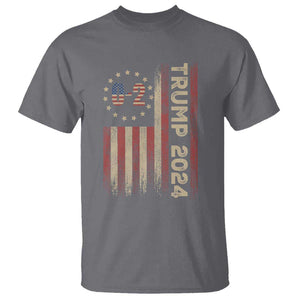 Trump 2024 T Shirt 0 2 Vintage American Flag Star Fight Fight Fight Never Surrender TS11 Charcoal Print Your Wear