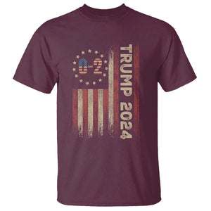 Trump 2024 T Shirt 0 2 Vintage American Flag Star Fight Fight Fight Never Surrender TS11 Maroon Print Your Wear