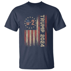 Trump 2024 T Shirt 0 2 Vintage American Flag Star Fight Fight Fight Never Surrender TS11 Navy Print Your Wear