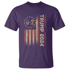 Trump 2024 T Shirt 0 2 Vintage American Flag Star Fight Fight Fight Never Surrender TS11 Purple Print Your Wear