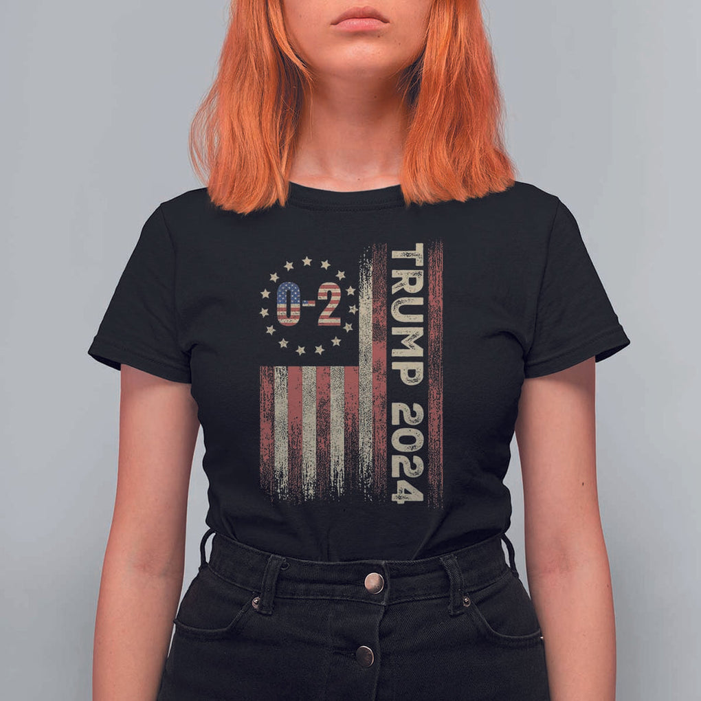 Trump 2024 T Shirt For Women 0 2 Vintage American Flag Star Fight Fight Fight Never Surrender TS11 Black Print Your Wear