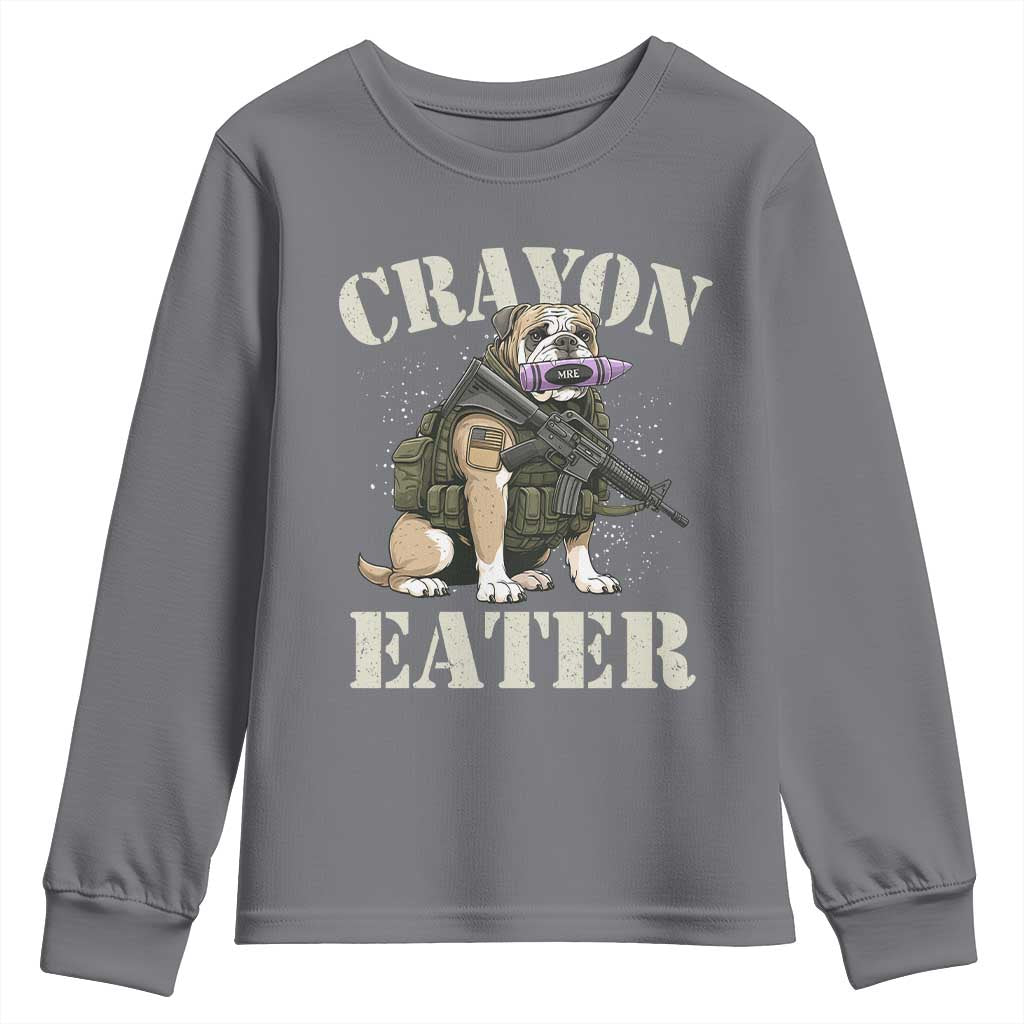 Funny Crayon Eater Youth Sweatshirt Military Corps Proud Marine Soldier TS11 Charcoal Print Your Wear