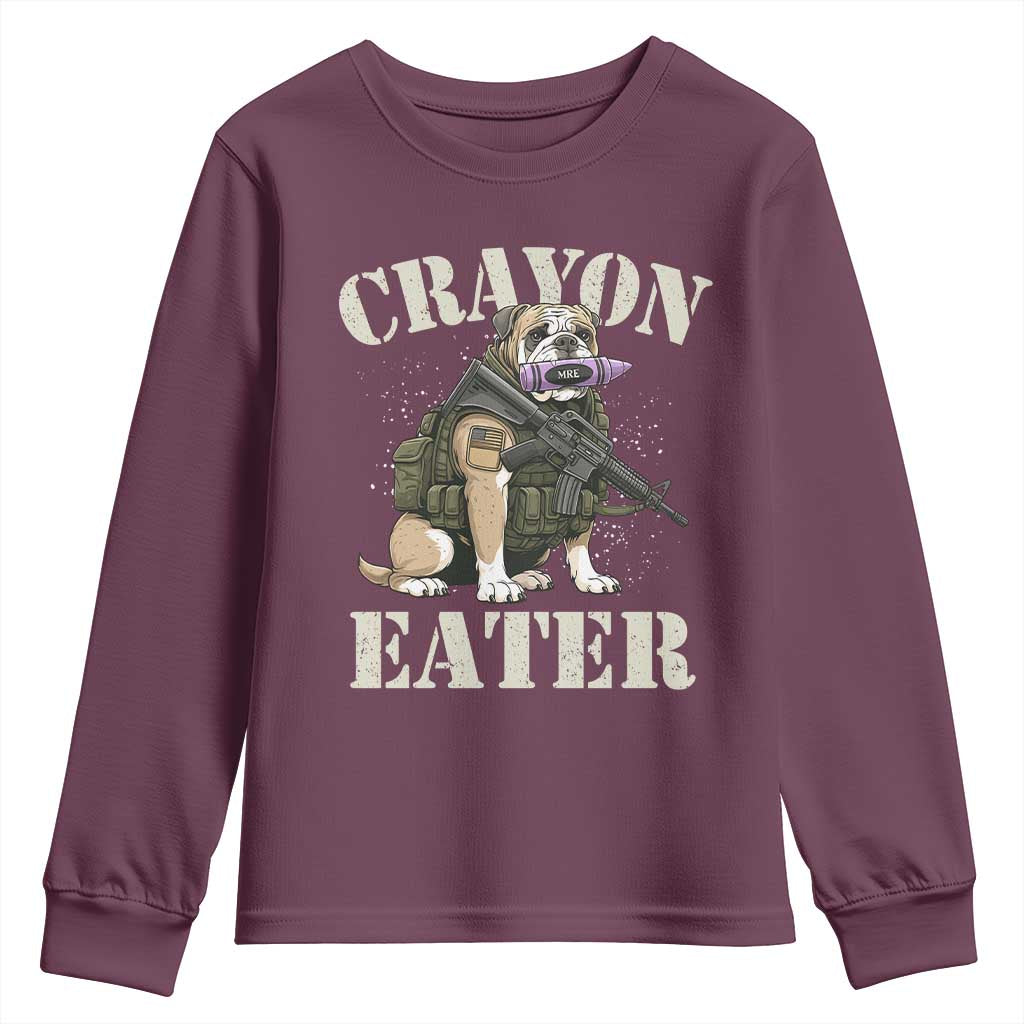 Funny Crayon Eater Youth Sweatshirt Military Corps Proud Marine Soldier TS11 Maroon Print Your Wear