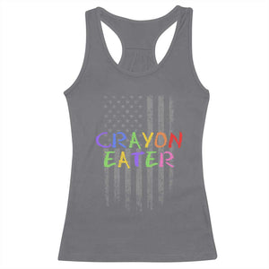 Funny Marine Military Veteran Racerback Tank Top Crayon Eater American Flag TS11 Charcoal Print Your Wear