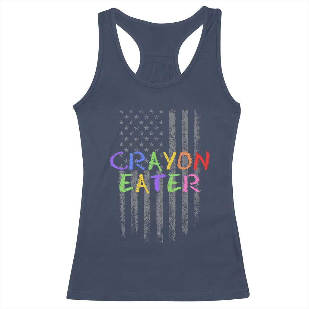 Funny Marine Military Veteran Racerback Tank Top Crayon Eater American Flag TS11 Navy Print Your Wear