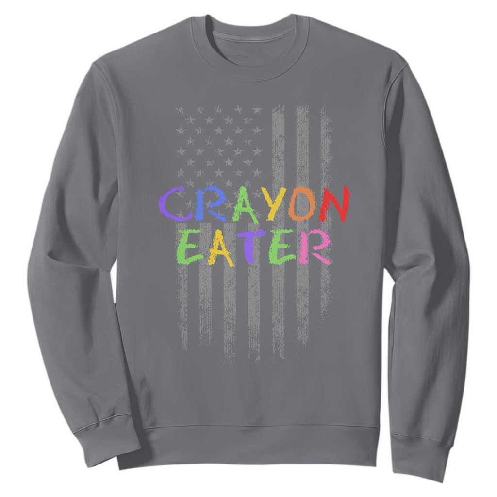 Funny Marine Military Veteran Sweatshirt Crayon Eater American Flag TS11 Charcoal Print Your Wear