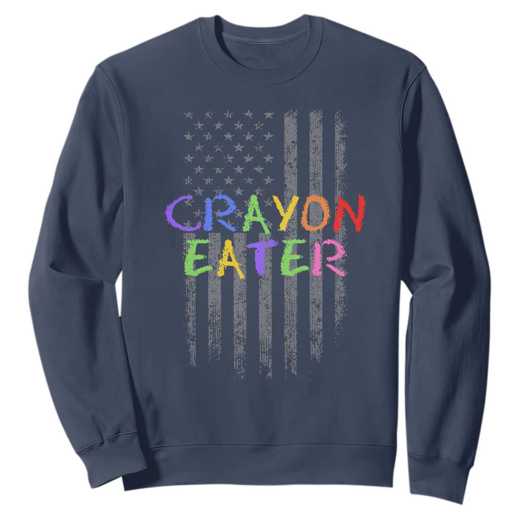 Funny Marine Military Veteran Sweatshirt Crayon Eater American Flag TS11 Navy Print Your Wear