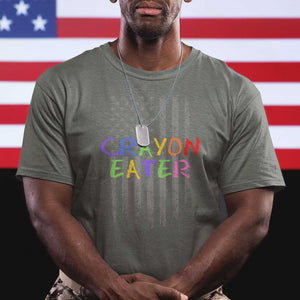 Funny Marine Military Veteran T Shirt Crayon Eater American Flag TS11 Military Green Print Your Wear