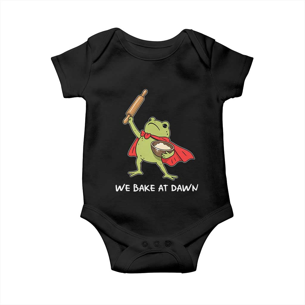 We Bake At Dawn Baby Onesie Funny Frog Baking Lover