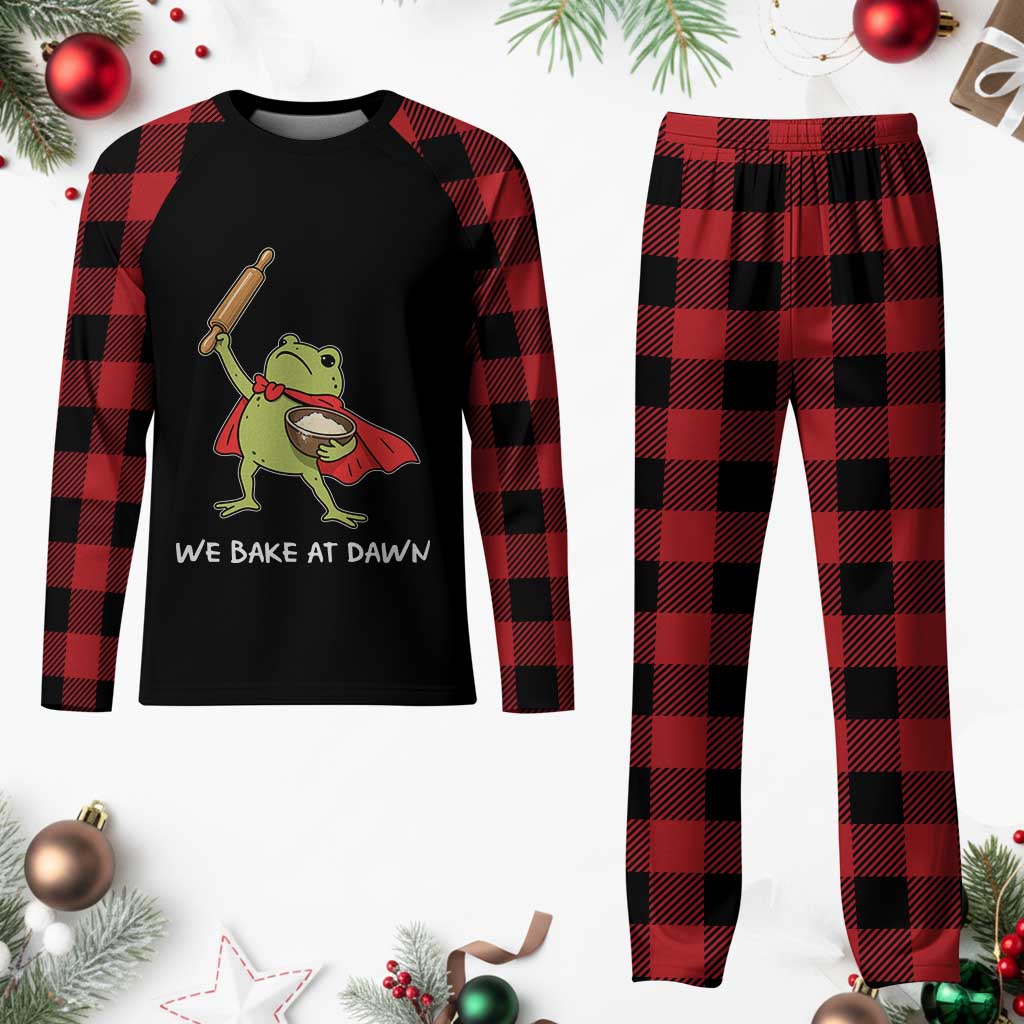 We Bake At Dawn Plaid Pajama Set Funny Frog Baking Lover