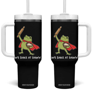 We Bake At Dawn Tumbler With Handle Funny Frog Baking Lover