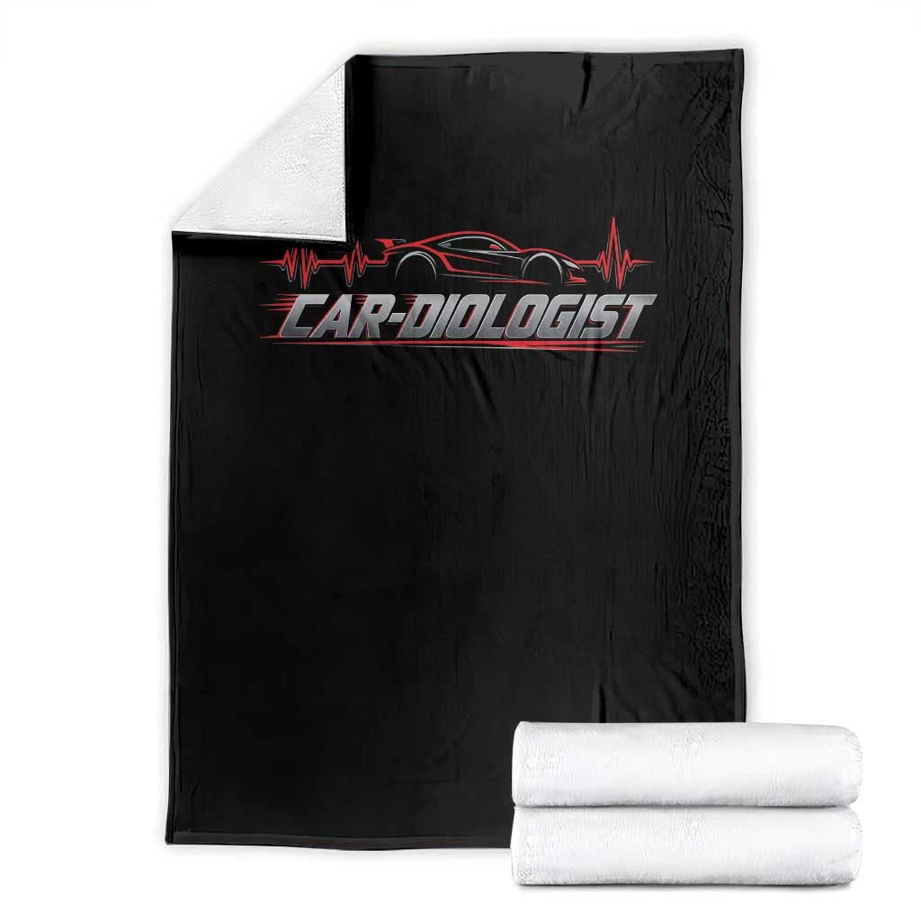 Car Diologist Funny Car Enthusiast Automotive Mechanic Heartbeat Throw Blanket
