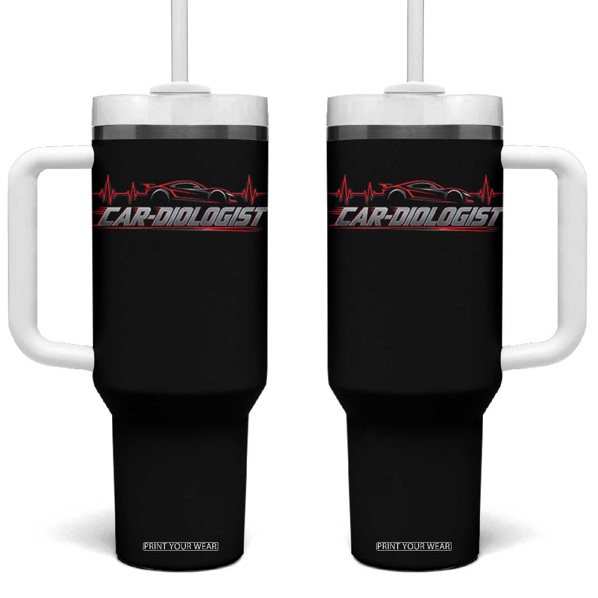 Car Diologist Funny Car Enthusiast Automotive Mechanic Heartbeat Tumbler With Handle