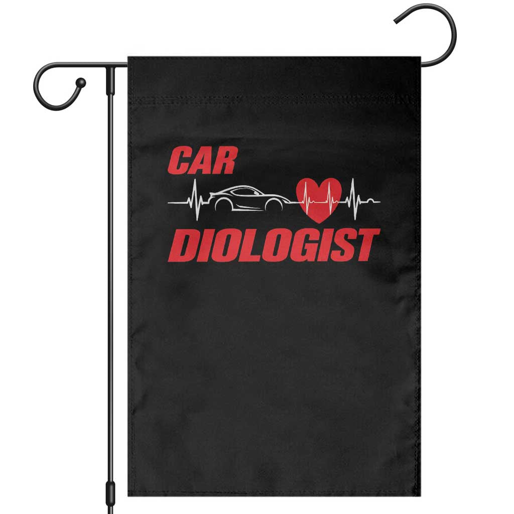 Car Diologist Garden Flag Funny Car Guy Mechanic Engineer Heartbeat