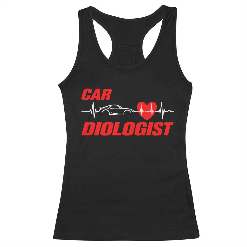 Car Diologist Racerback Tank Top Funny Car Guy Mechanic Engineer Heartbeat