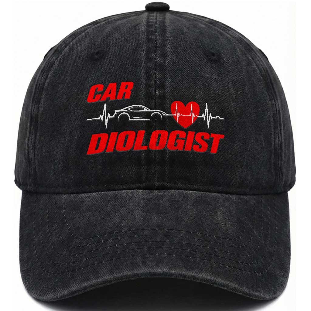 Car Diologist Washed Cotton Baseball Cap Funny Car Guy Mechanic Engineer Heartbeat