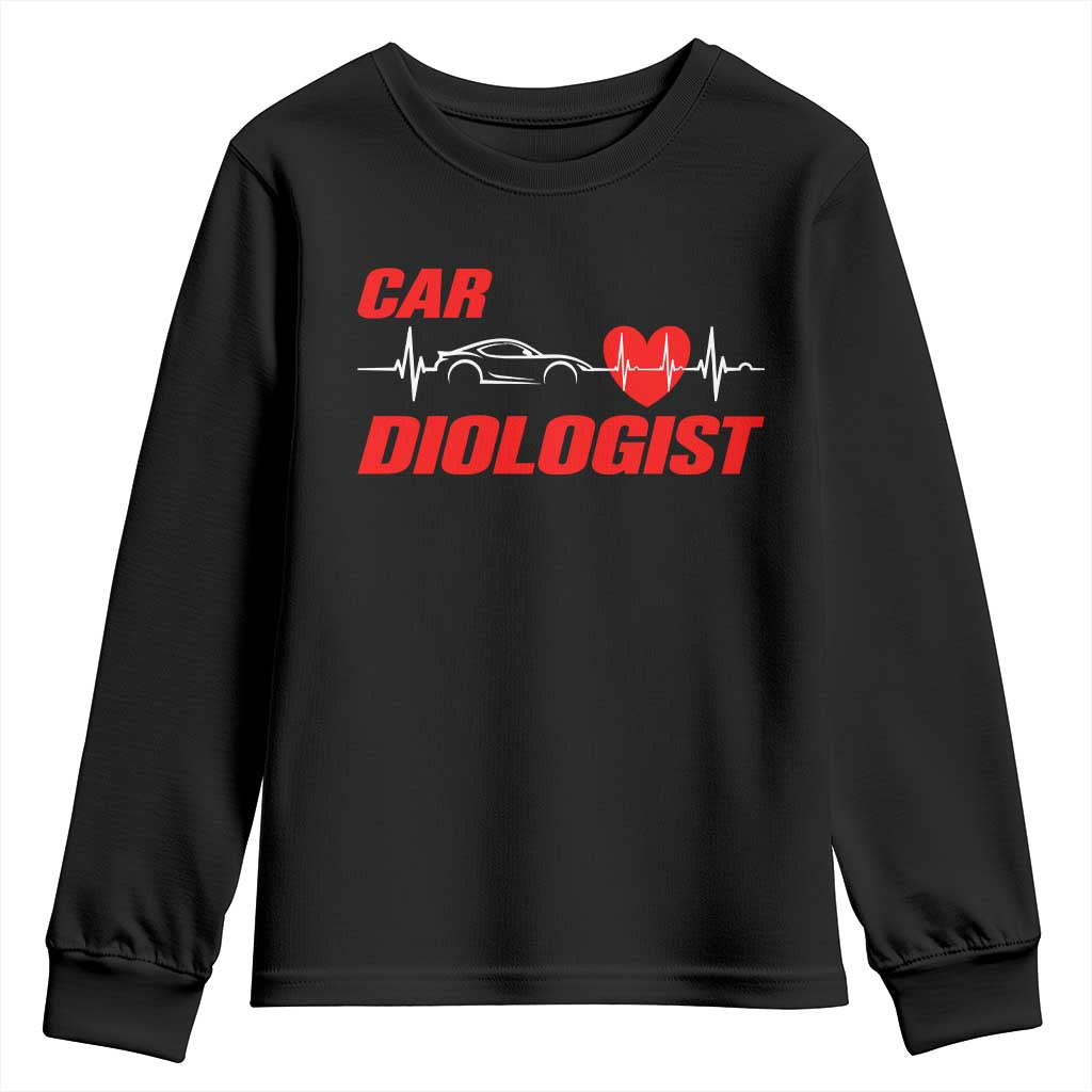 Car Diologist Youth Sweatshirt Funny Car Guy Mechanic Engineer Heartbeat
