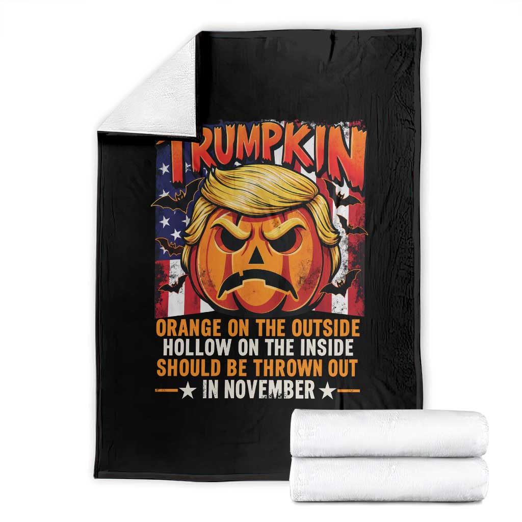 Trumpkin Halloween Throw Blanket Orange On The Outside Hollow Inside Should Be Thrown Out In November Anti Humor