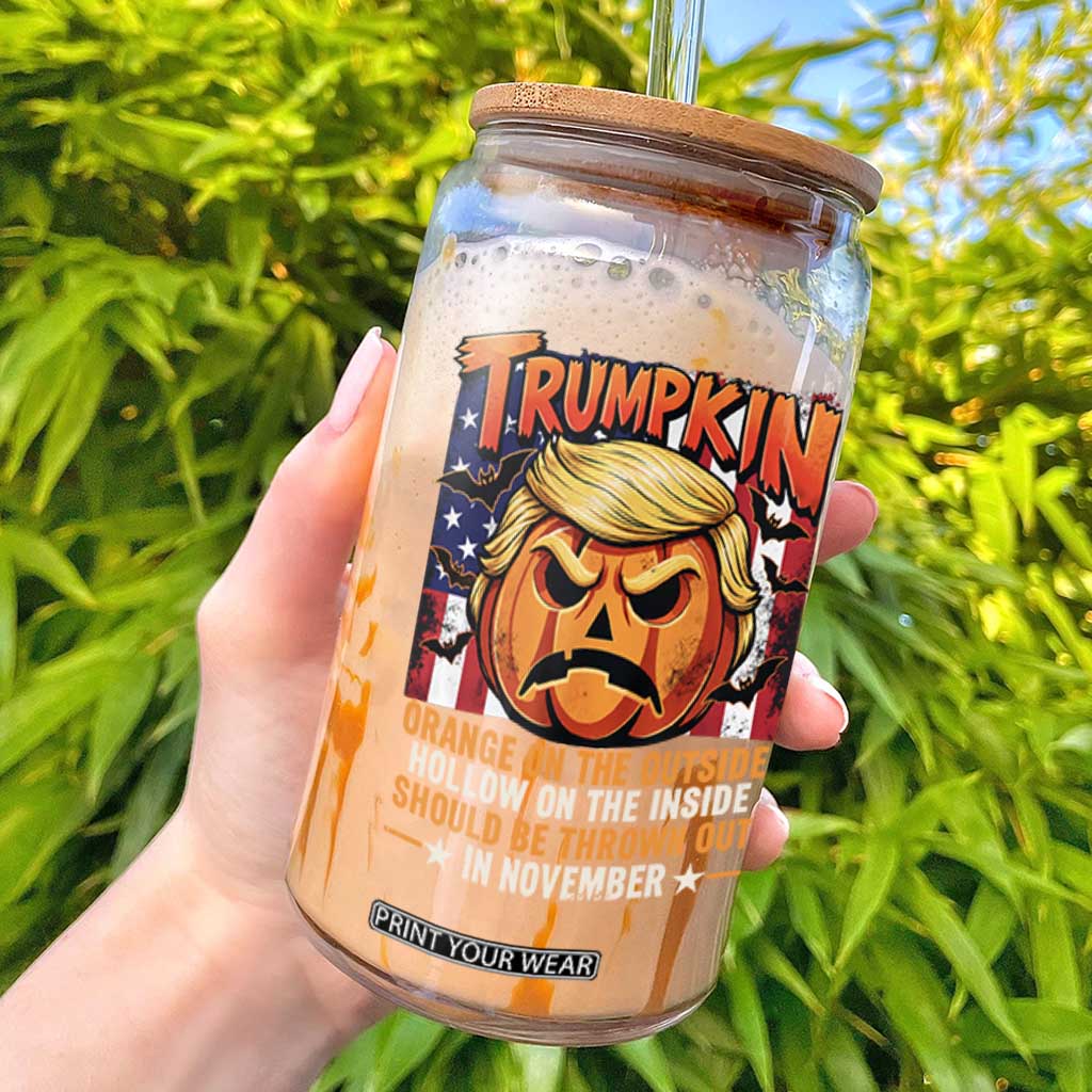 Trumpkin Halloween Glass Can Orange On The Outside Hollow Inside Should Be Thrown Out In November Anti Humor