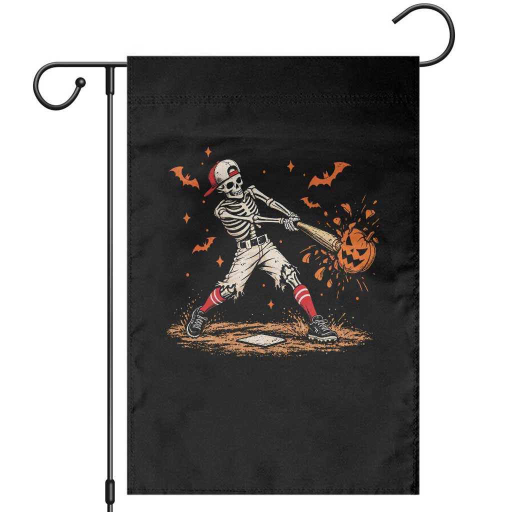 Halloween Skeleton Playing Baseball Garden Flag Creep Spooky Sport Lover