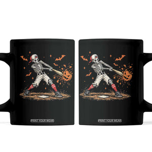 Halloween Skeleton Playing Baseball Coffee Mug Creep Spooky Sport Lover