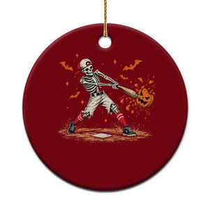 Halloween Skeleton Playing Baseball Ceramic Ornament Creep Spooky Sport Lover