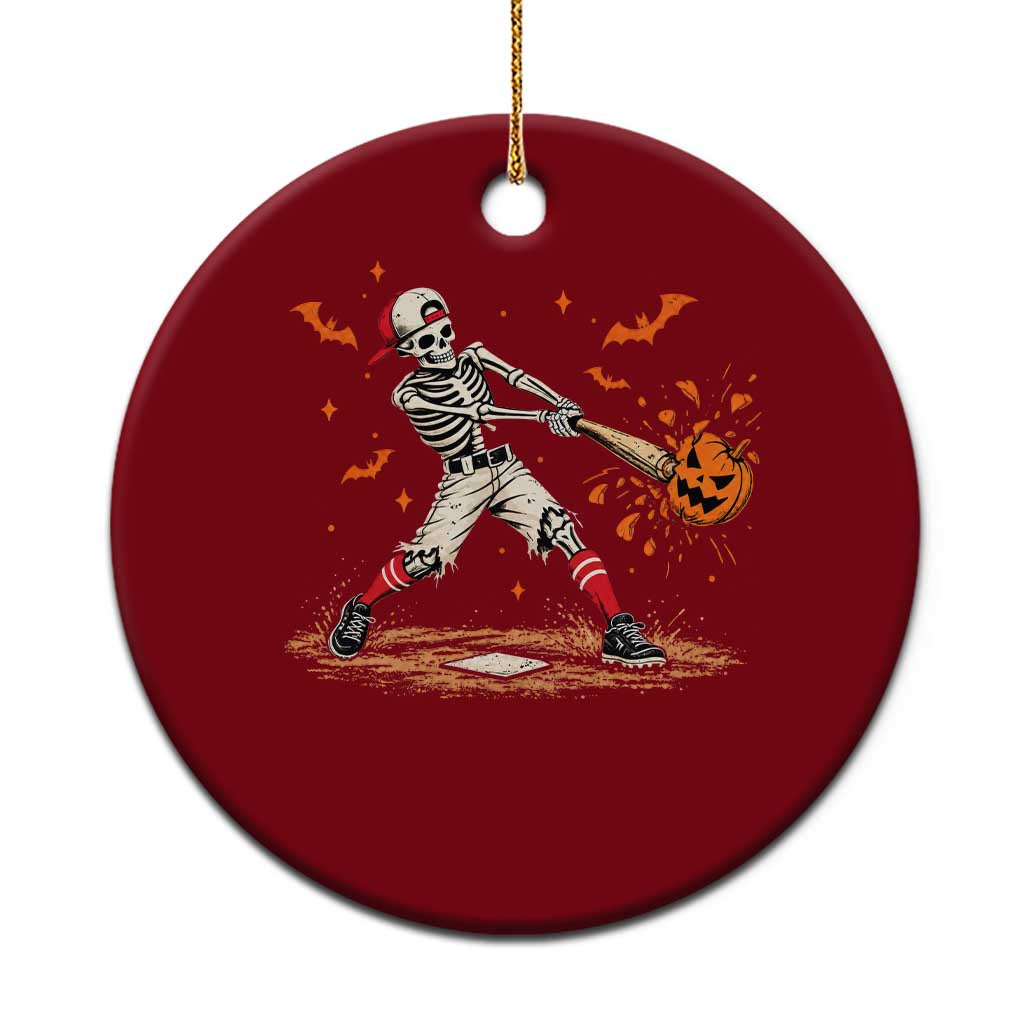 Halloween Skeleton Playing Baseball Ceramic Ornament Creep Spooky Sport Lover