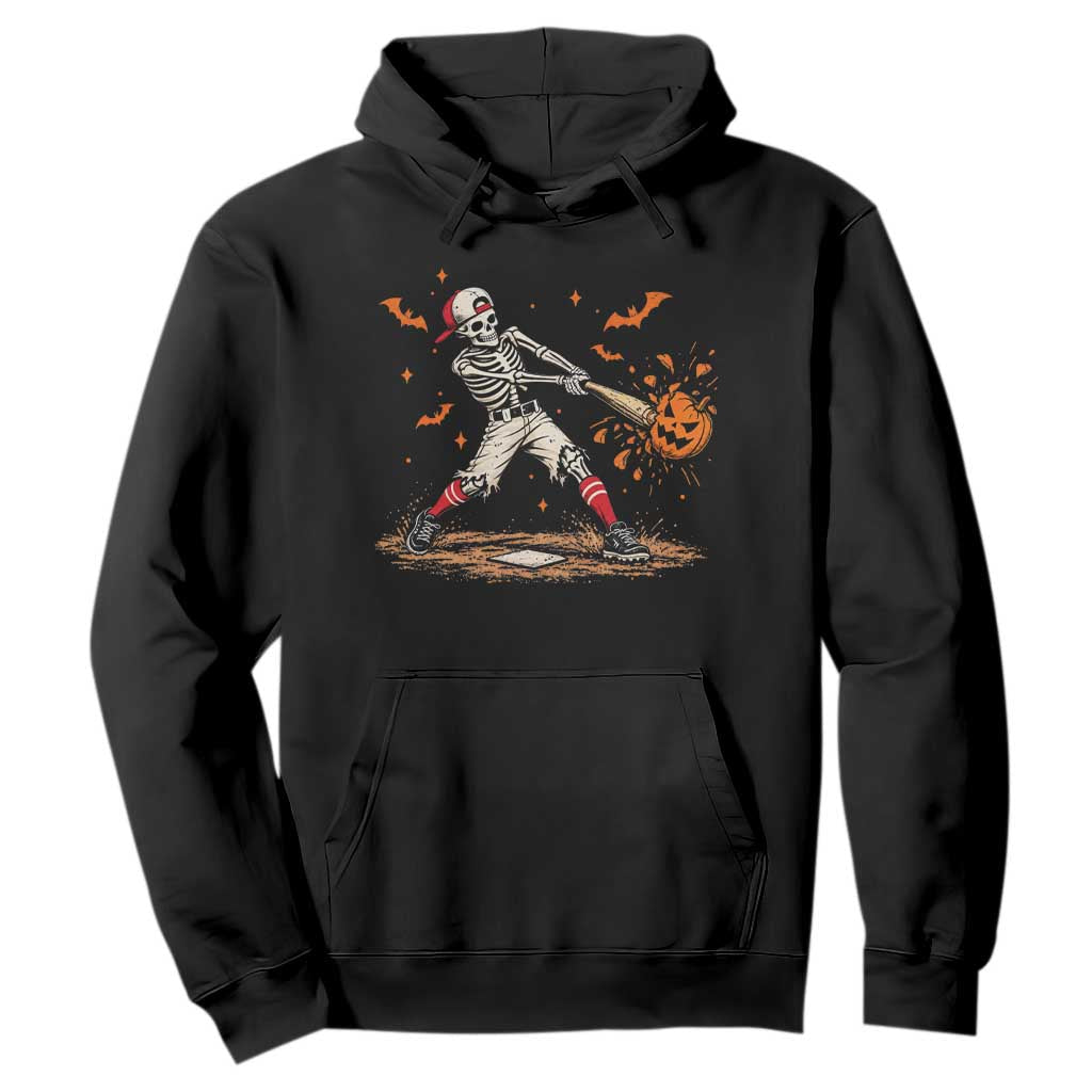 Halloween Skeleton Playing Baseball Hoodie Creep Spooky Sport Lover