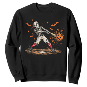 Halloween Skeleton Playing Baseball Sweatshirt Creep Spooky Sport Lover