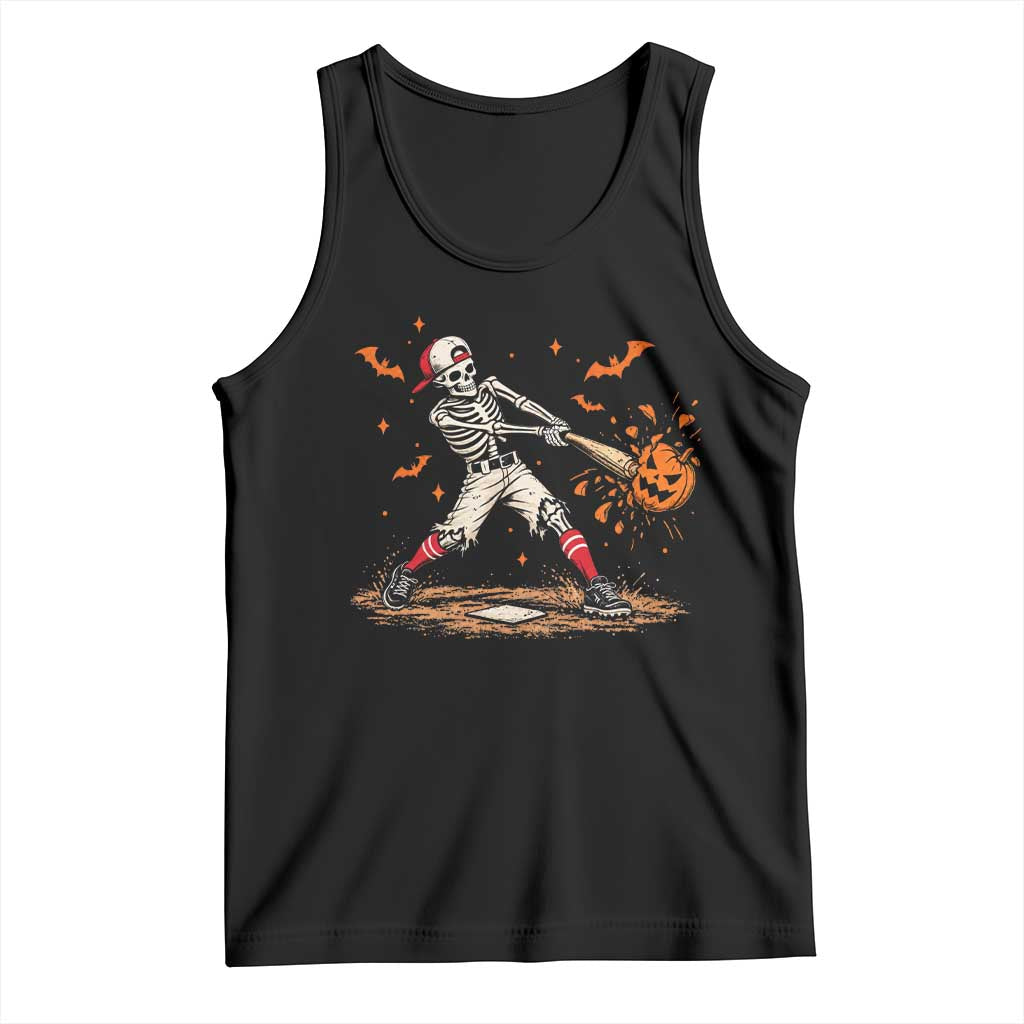 Halloween Skeleton Playing Baseball Tank Top Creep Spooky Sport Lover