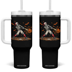 Halloween Skeleton Playing Baseball Tumbler With Handle Creep Spooky Sport Lover