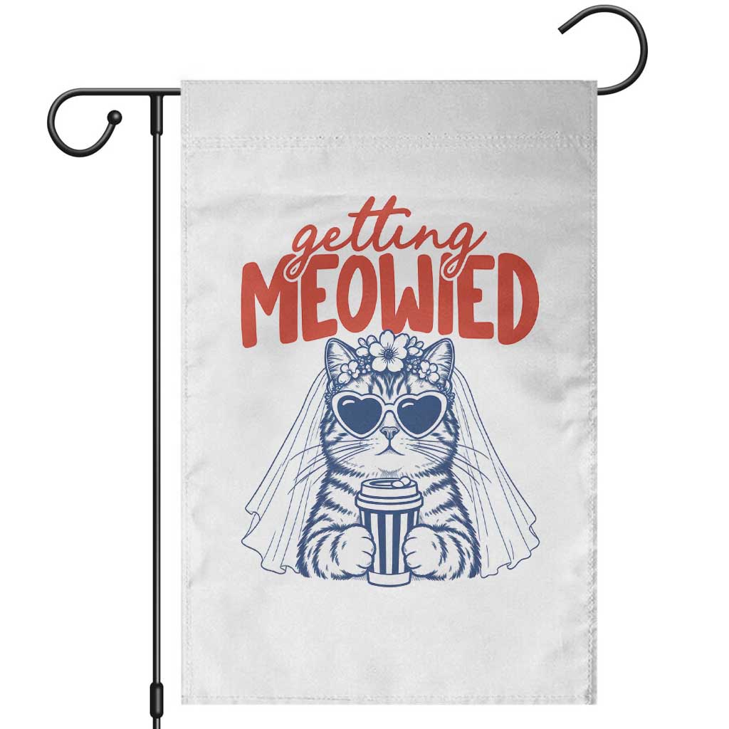 Getting Meowied Funny Cat Bride Bachelorette Party Garden Flag Kitten Wedding Humor