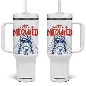 Getting Meowied Funny Cat Bride Bachelorette Party Tumbler With Handle Kitten Wedding Humor