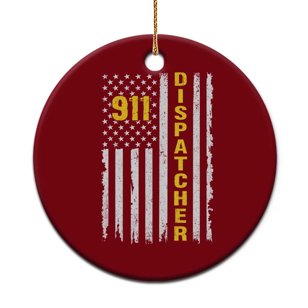 Patriotic 911 Dispatcher Police Emergency American Flag Ceramic Ornament