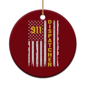 Patriotic 911 Dispatcher Police Emergency American Flag Ceramic Ornament