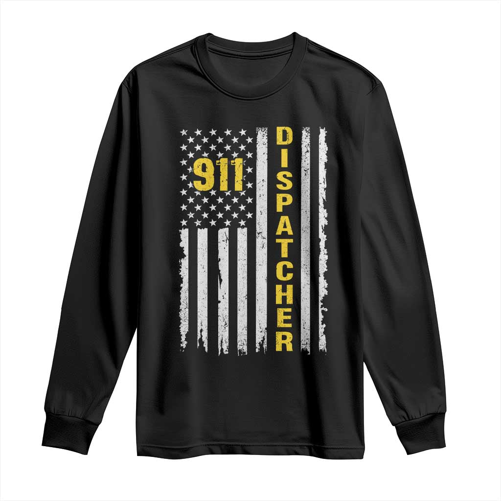 Patriotic 911 Dispatcher Police Emergency American Flag Long Sleeve Shirt