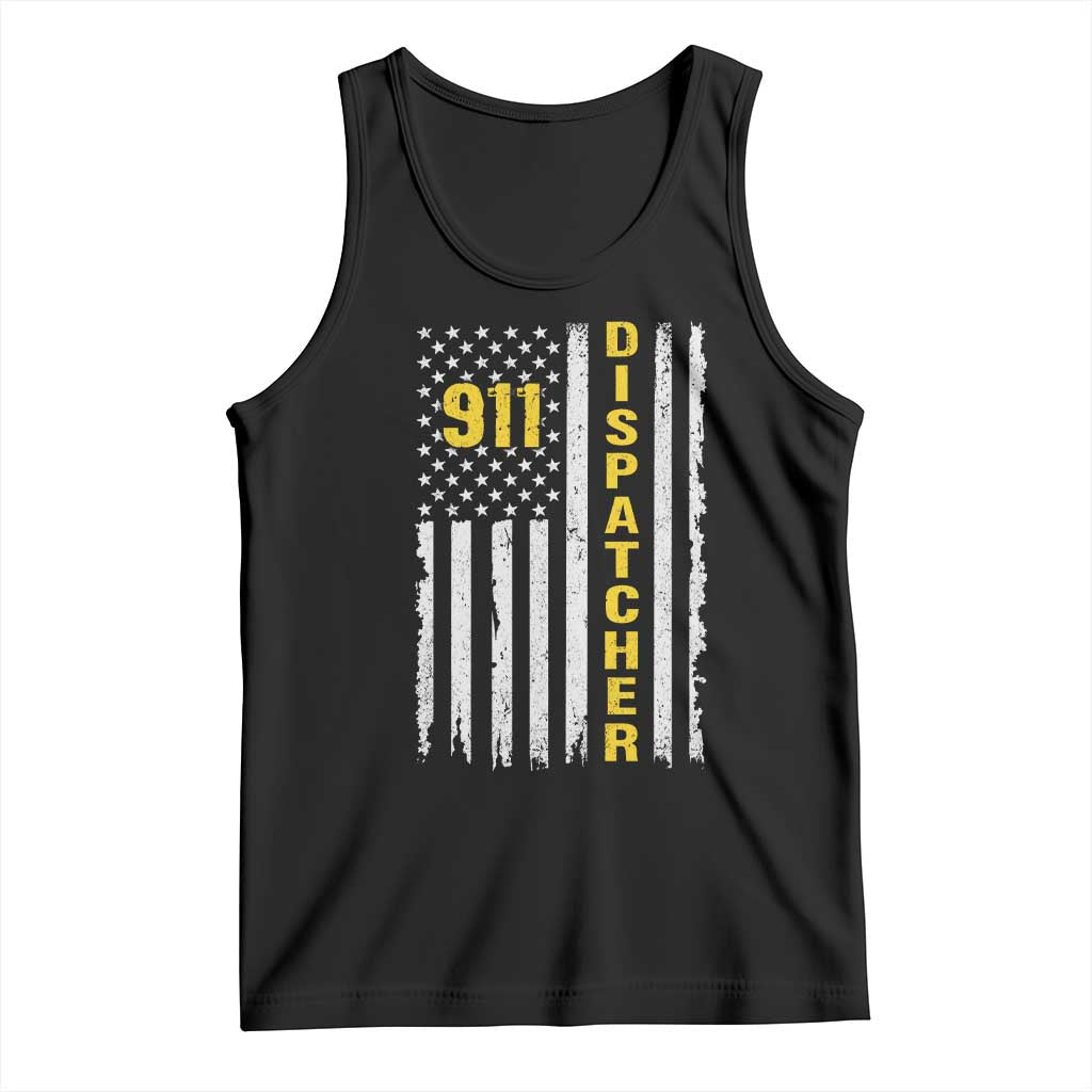 Patriotic 911 Dispatcher Police Emergency American Flag Tank Top