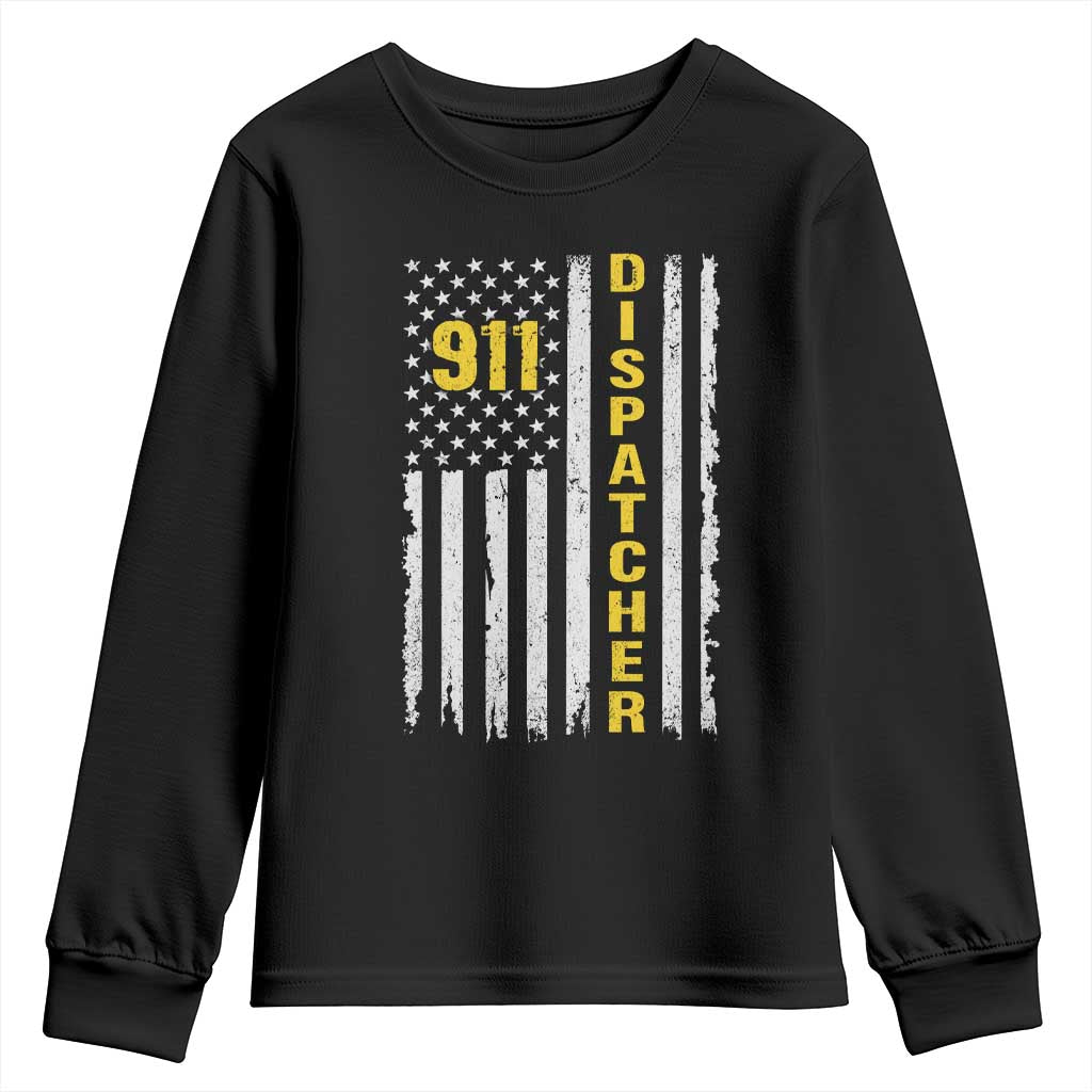 Patriotic 911 Dispatcher Police Emergency American Flag Youth Sweatshirt